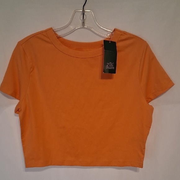 wild fable Tops - wild fable Orange Crop Tee - Short Sleeve Crew Neck